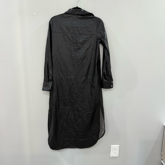 Ted Baker Dress Barrkir Midi Button Down Shirt Dress in Faux Leather Black - Picture 5 of 5